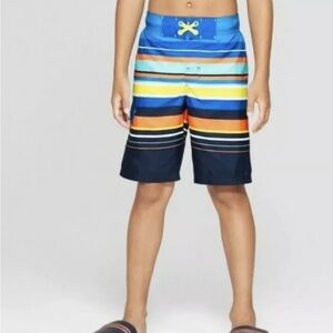 Cat & Jack - Boys' Multi Stripe Swim Trunk Blue XL Husky (